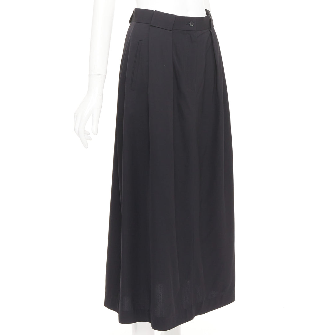THE ROW black viscose pleated waist silk lined high waist midi skirt US0 XS