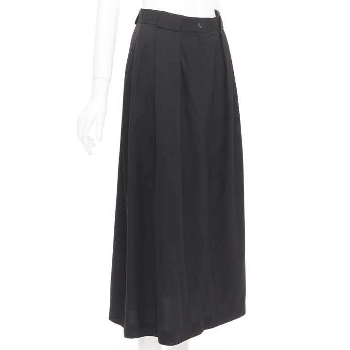 THE ROW black viscose pleated waist silk lined high waist midi skirt US0 XS