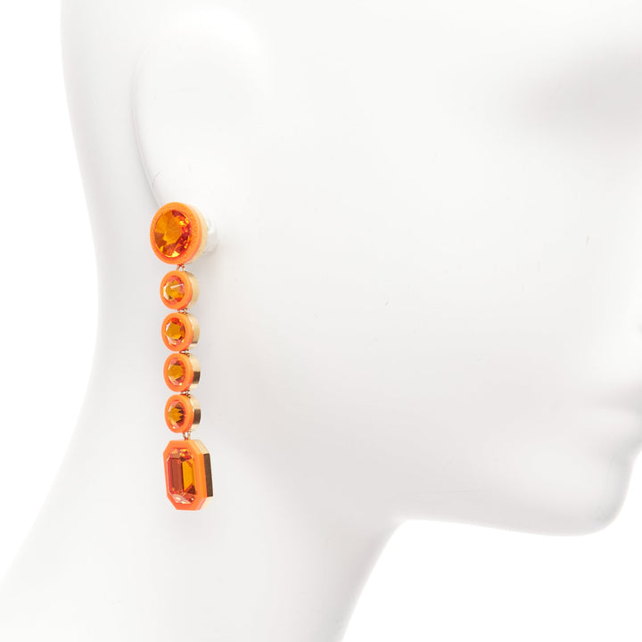 Female mannequin wearing Off White Orange Metal Women Jewelry Earring in Size  | Available at JHROP