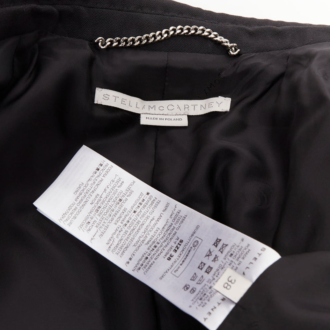 STELLA MCCARTNEY 2023 black wool satin double breasted tuxedo blazer IT38 XS