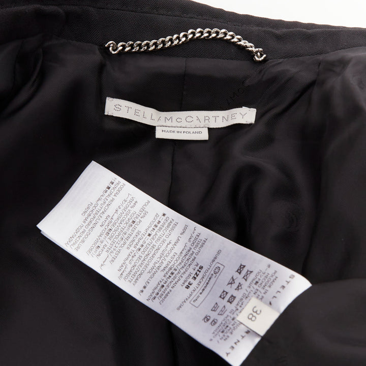 STELLA MCCARTNEY 2023 black wool satin double breasted tuxedo blazer IT38 XS