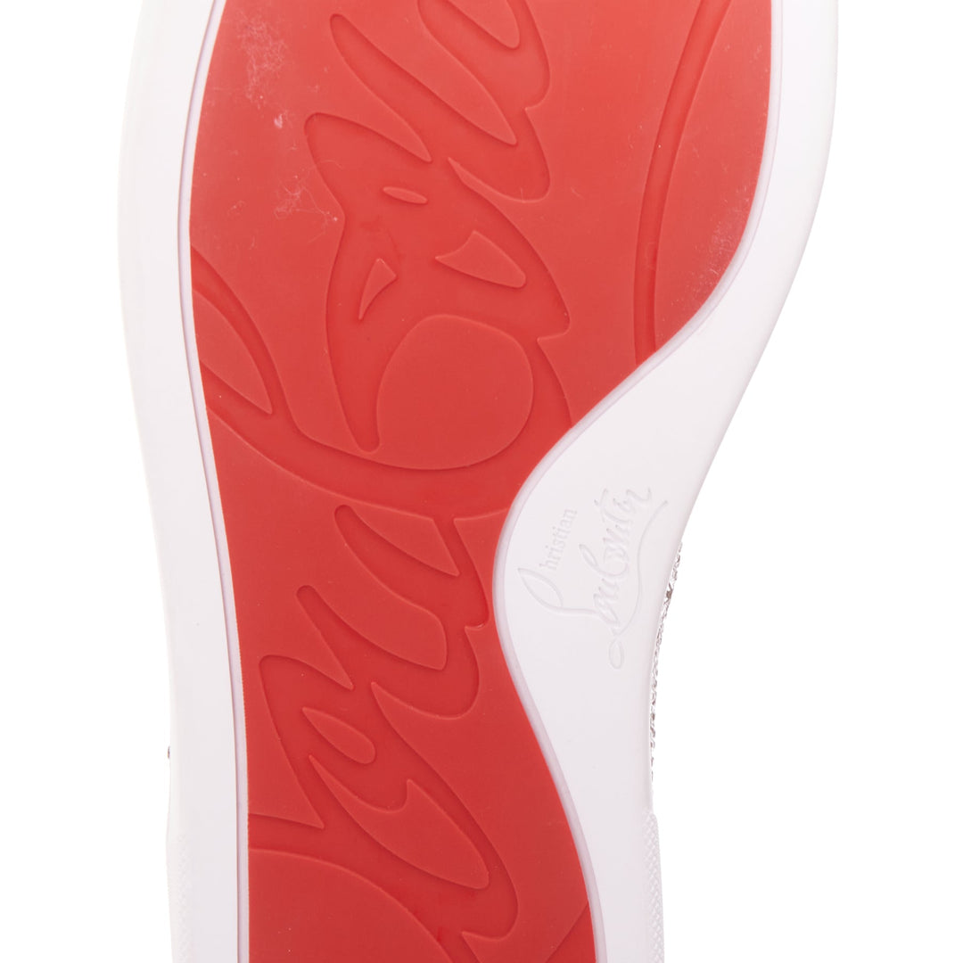 CHRISTIAN LOUBOUTIN Louis Strass white leather crystal hi top sneaker EU44.5