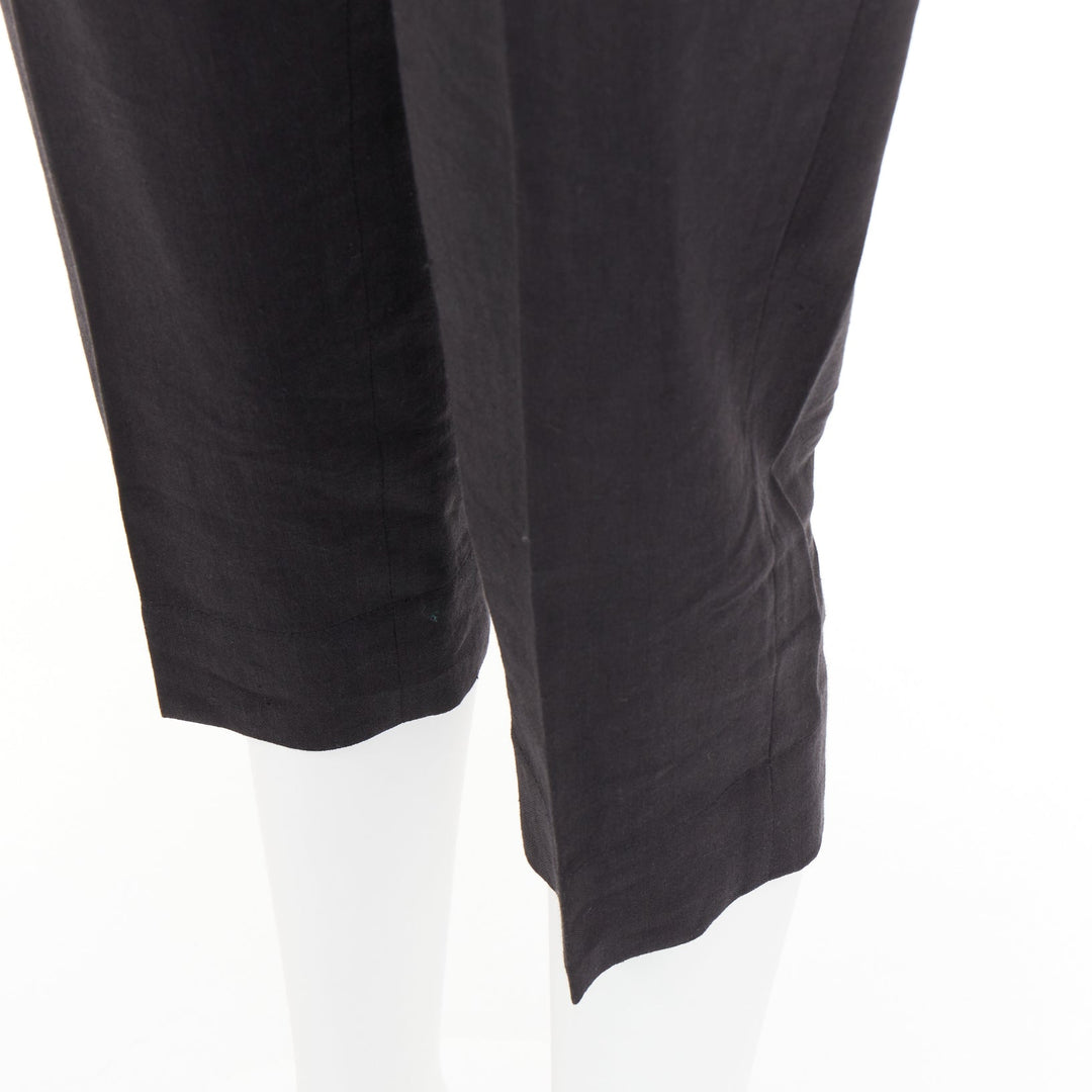 JACQUEMUS L'amour black hemp wool high rise cropped clam digger pants FR34 XS