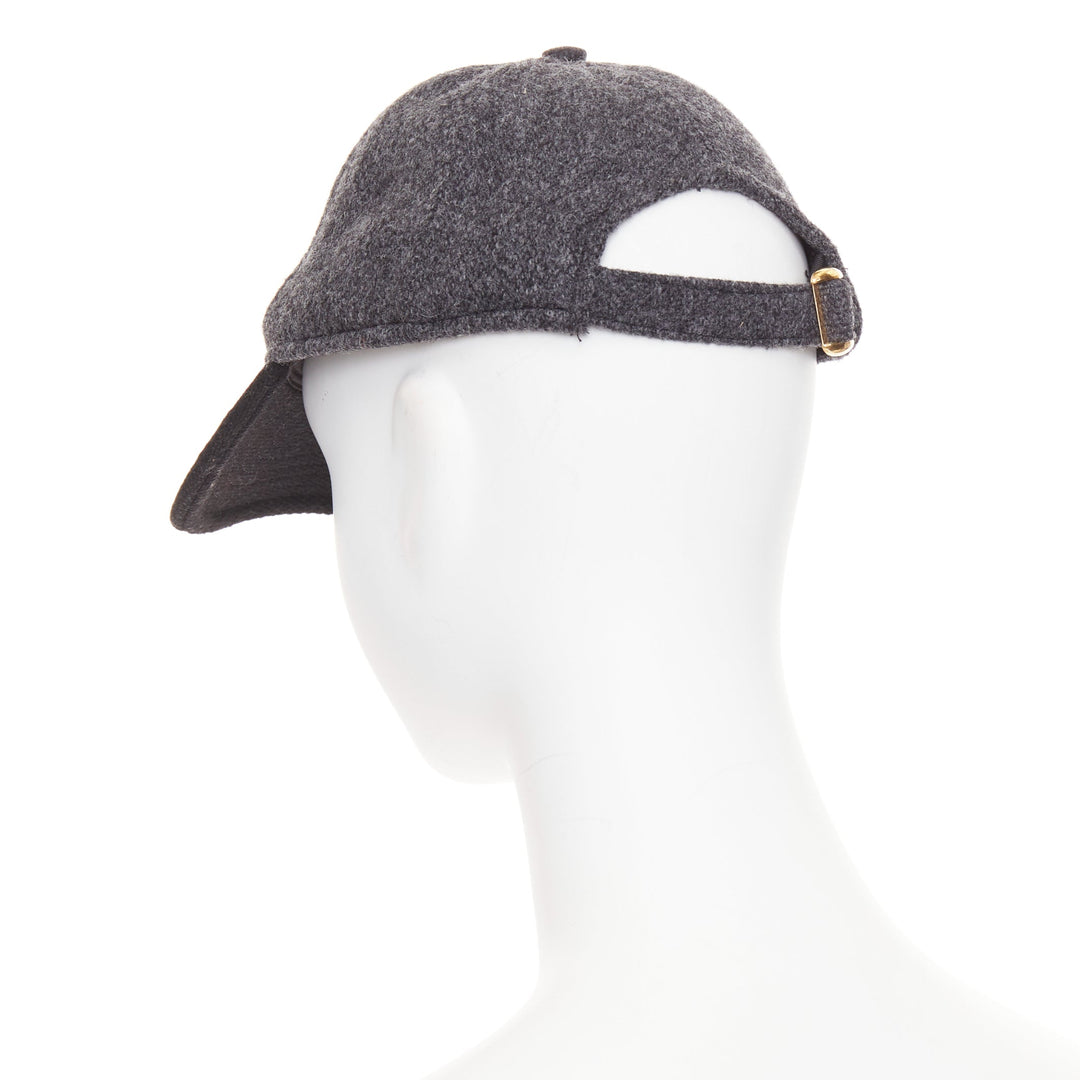 CELINE Triomphe Baseball Cap grey black two-tone wool white curved brim cap M