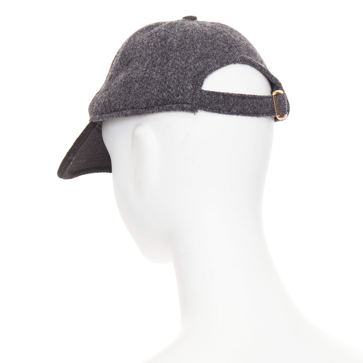 CELINE Triomphe Baseball Cap grey black two-tone wool white curved brim cap M