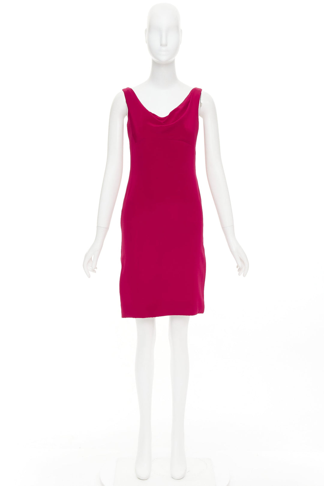 VERA WANG red slinky draped cowl neck sleeveless mini dress