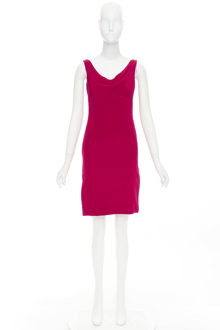 VERA WANG red slinky draped cowl neck sleeveless mini dress