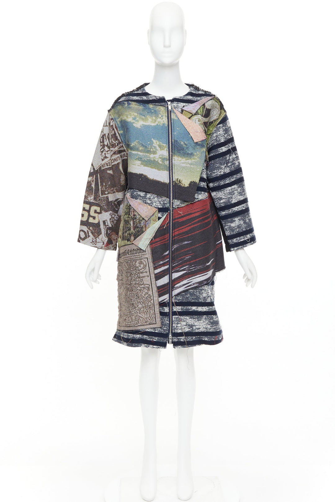 rare MIHARA YASUHIRO colorful cotton blend patchwork jacquard jacket IT38 XS