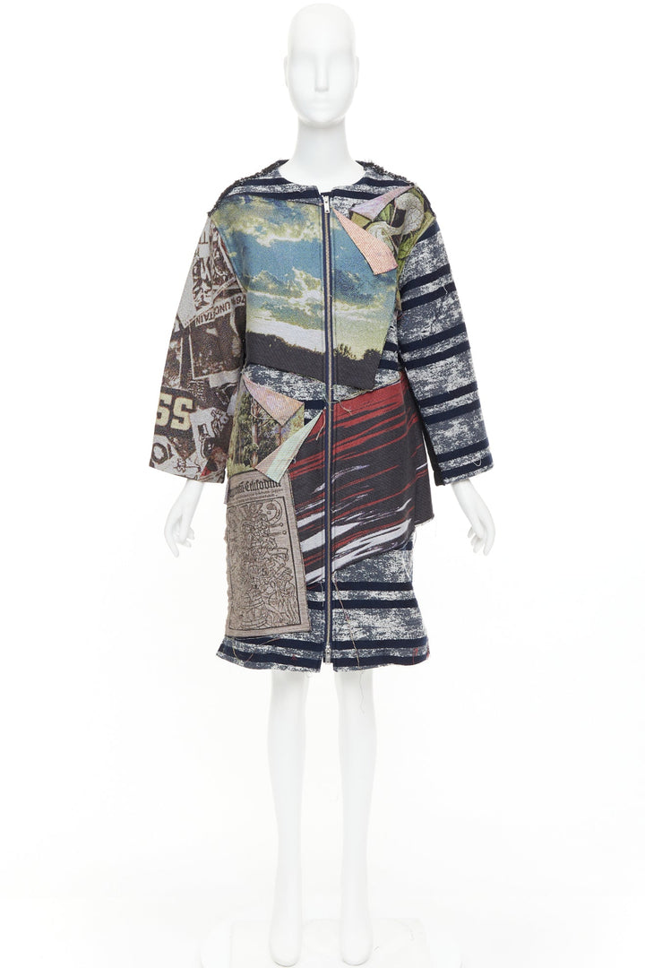 rare MIHARA YASUHIRO colorful cotton blend patchwork jacquard jacket IT38 XS