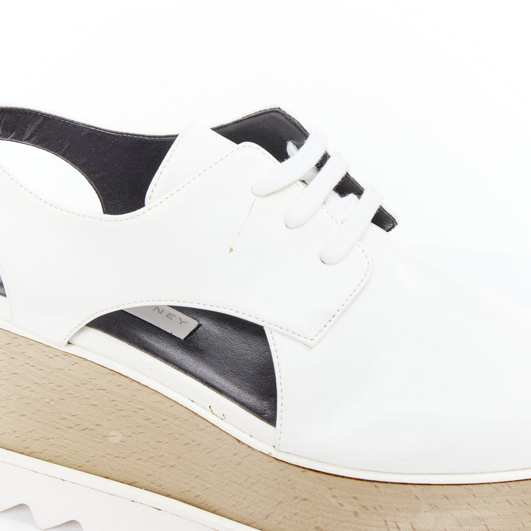 STELLA MCCARTNEY Elyse white vegan leather lace up platforms EU39