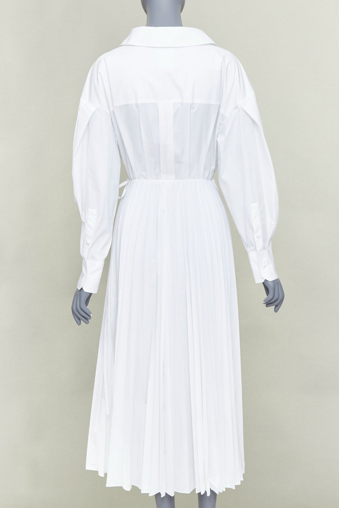 VALENTINO 2020 Le Blanc white pleated skirt puff sleeves wrap midi dress IT40 S