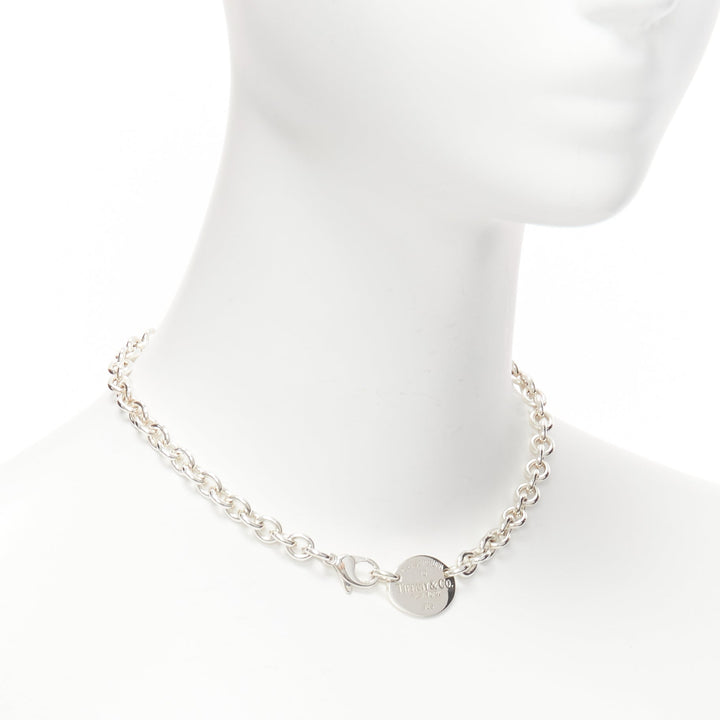 TIFFANY & CO sterling silver Return To pendent short choker necklace