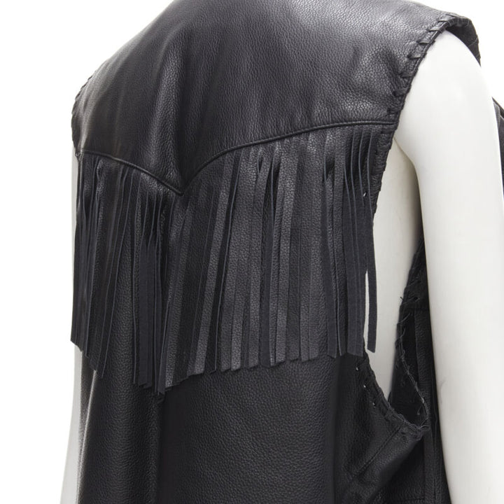 BALENCIAGA  2017 Runway 3-way draped hanging fringed biker jacket FR36 S