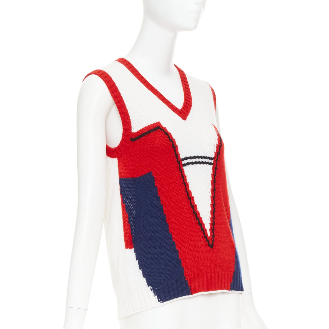 PRADA 2016 Runway 100% cashmere colorblocked intarsia sweater vest IT38 XS
