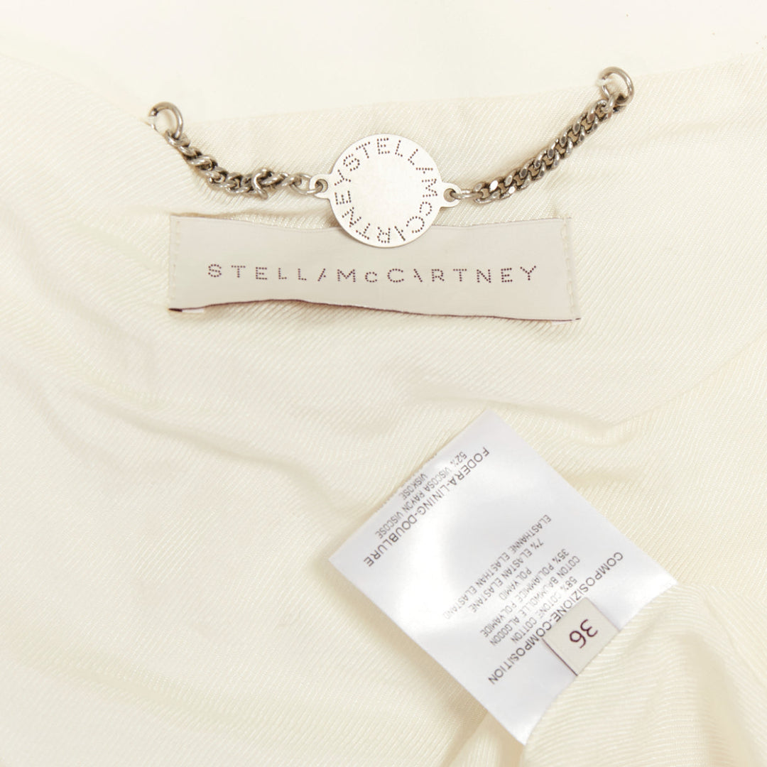 STELLA MCCARTNEY 2011 off white cotton panels collarless zip bomber IT36 XXS