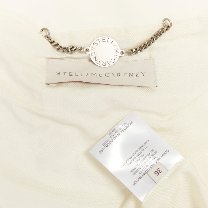 STELLA MCCARTNEY 2011 off white cotton panels collarless zip bomber IT36 XXS