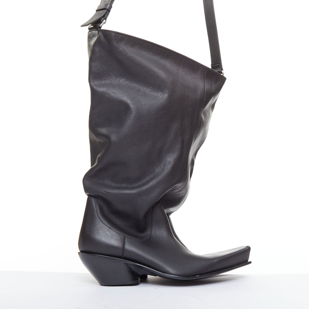 rare BALENCIAGA 2022 Runway Rodeo Double Boot black BB logo boot shoulder bag