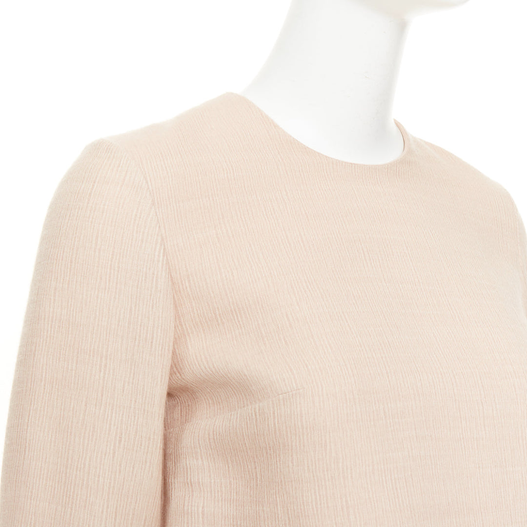 ROKSANDA Truffaut pale pink wool blend statement flared bell sleeve top UK6 XS