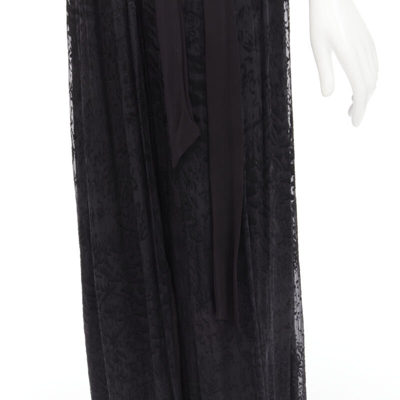 DIANE VON FURSTENBERG black silk bead embellished wrap maxi dress US0 XS