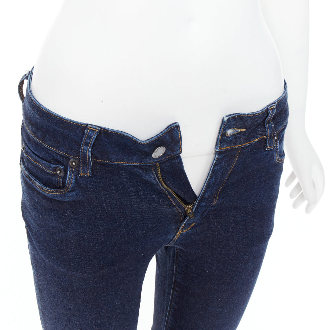 PRADA washed dark blue contour fit cropped skinny jeans XS