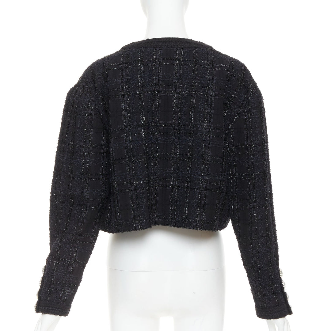 ALEXANDRE VAUTHIER COUTURE AW2019 Runway black metallic tweed cropped jacket