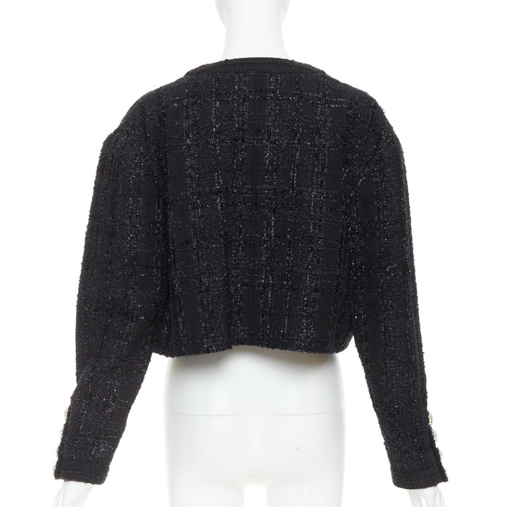 ALEXANDRE VAUTHIER COUTURE AW2019 Runway black metallic tweed cropped jacket