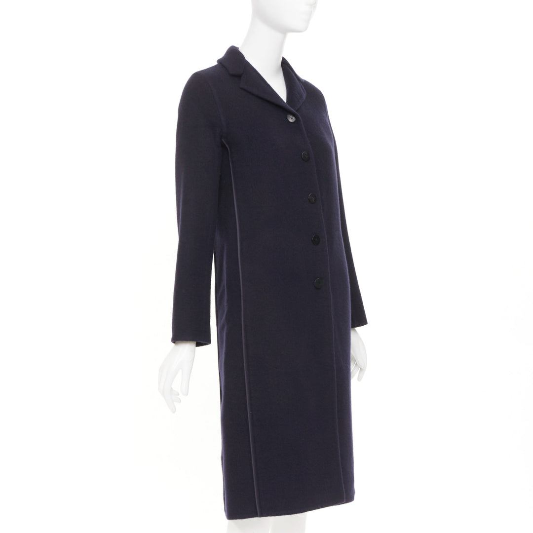 HERMES solid black double face pure cashmere single breasted outerwear FR34 XS