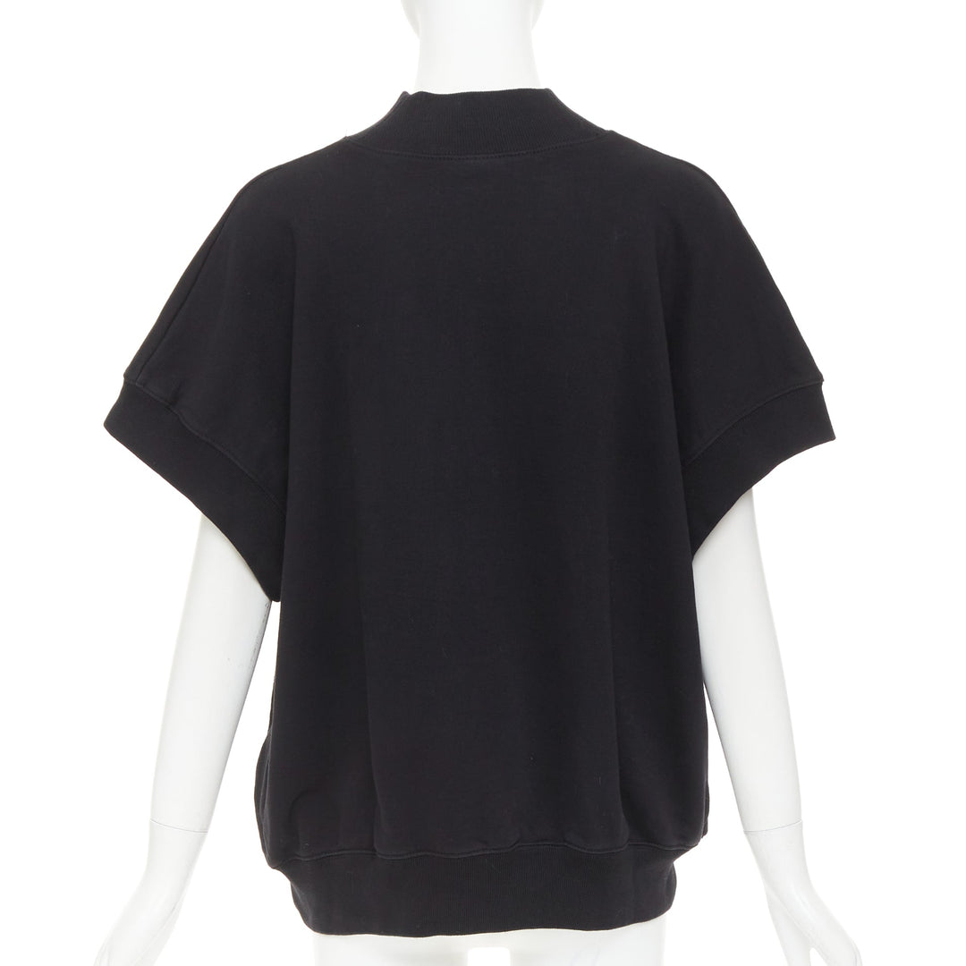 DRIES VAN NOTEN black cotton mock neck dolman short sleeves boxy sweatshirt XS
