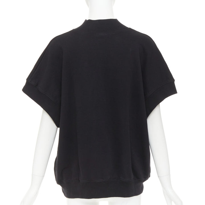 DRIES VAN NOTEN black cotton mock neck dolman short sleeves boxy sweatshirt XS