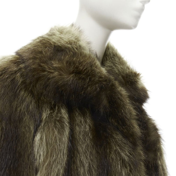 HURTIQ brown fur long sleeve collar hook eye jacket coat