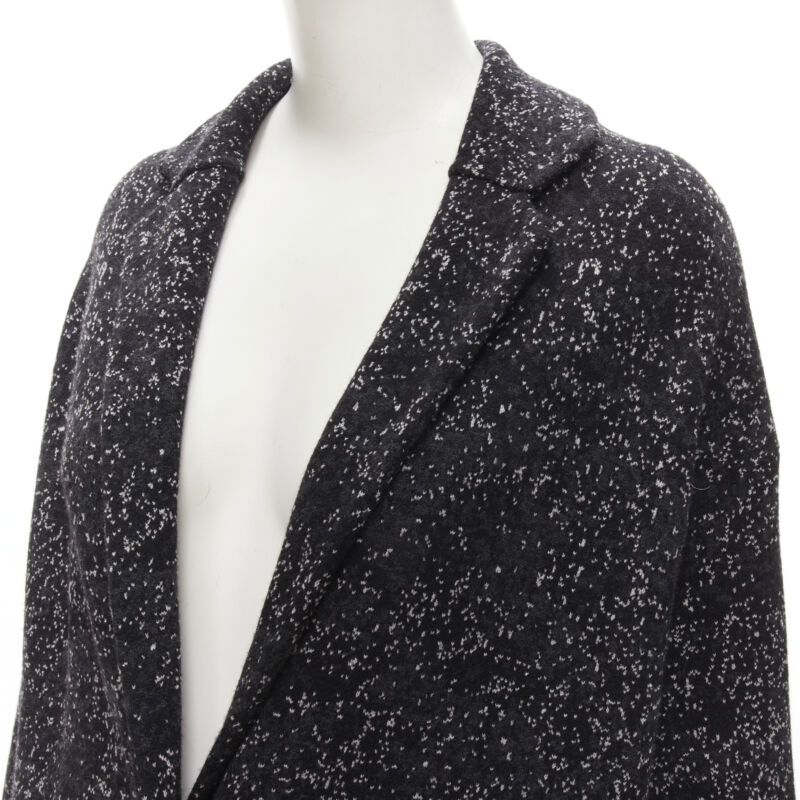 THEORY black grey speckle wool blend knitted robe coat S