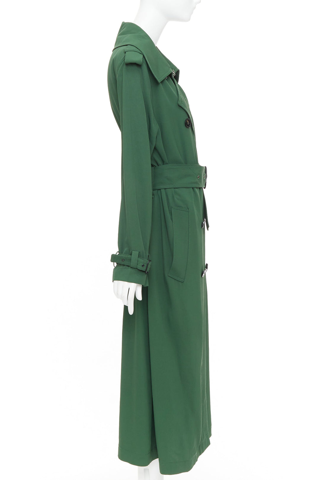 ACNE STUDIOS 2018 Lucie TW green twill belted maxi trench coat FR38 M