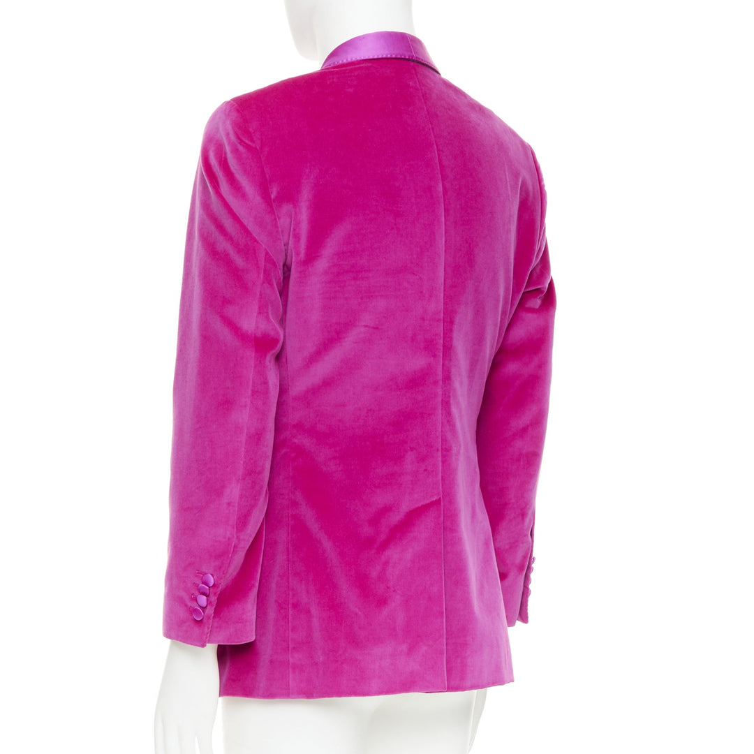 DOLCE GABBANA Gold pink velvet cotton silk blend tuxedo blazer IT52 XL