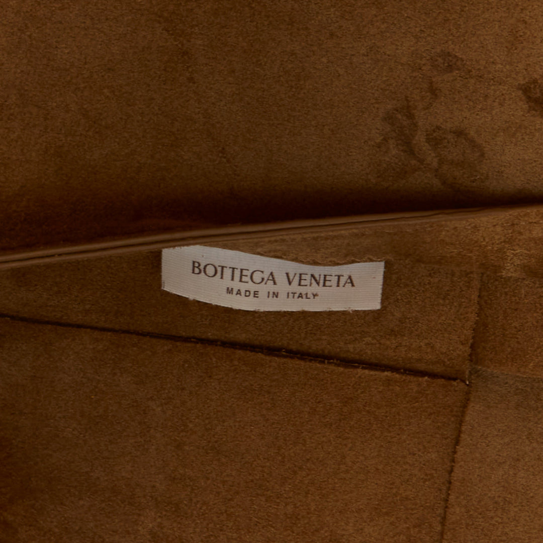 BOTTEGA VENETA Arco Medium camel suede maxi intrecciato top handle hobo tote bag