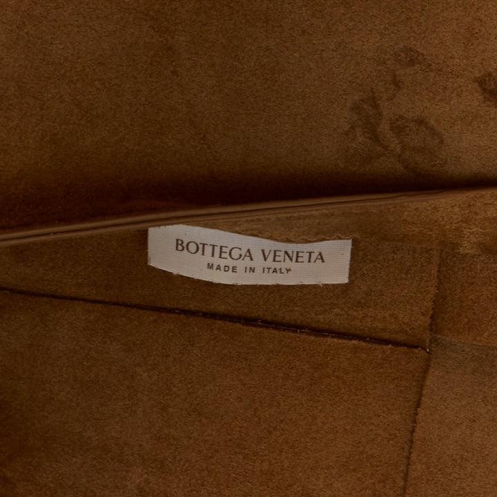 BOTTEGA VENETA Arco Medium camel suede maxi intrecciato top handle hobo tote bag