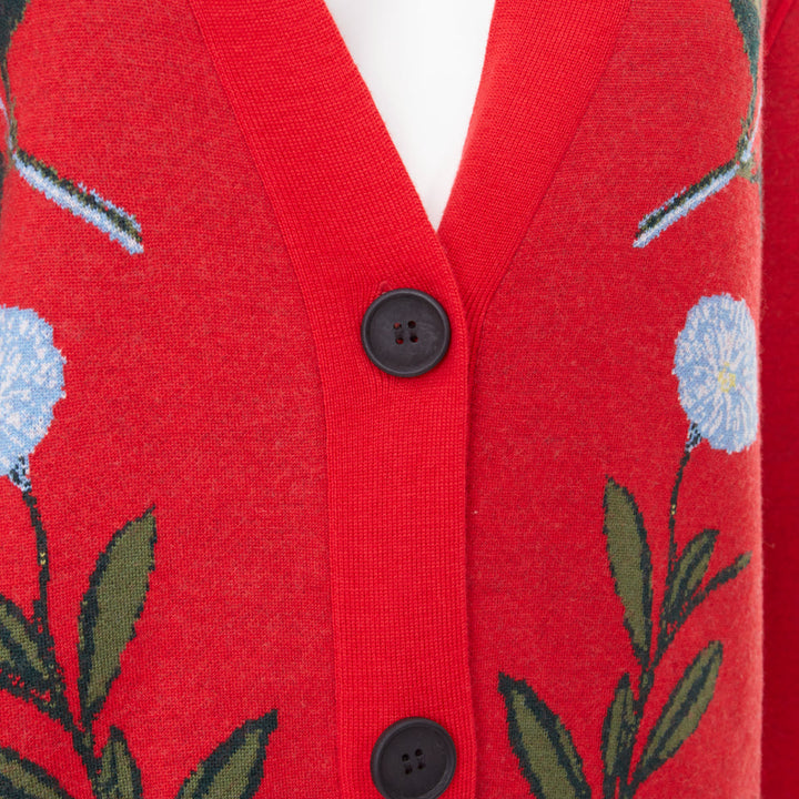 MONSE 2022 Magic Garden oversized red wool mushroom jacquard cardigan S