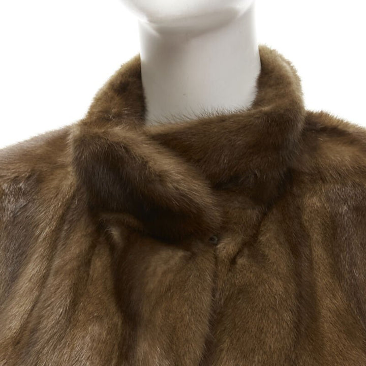 M JACQUES brown fur long sleeve collar jacket coat