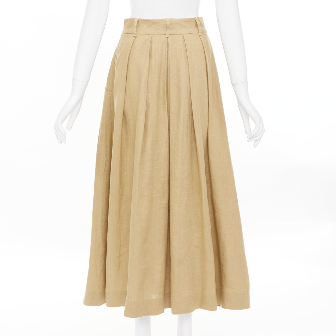 MARA HOFFMAN 2022 sand hemp utility short sleeve shirt midi skirt set XS