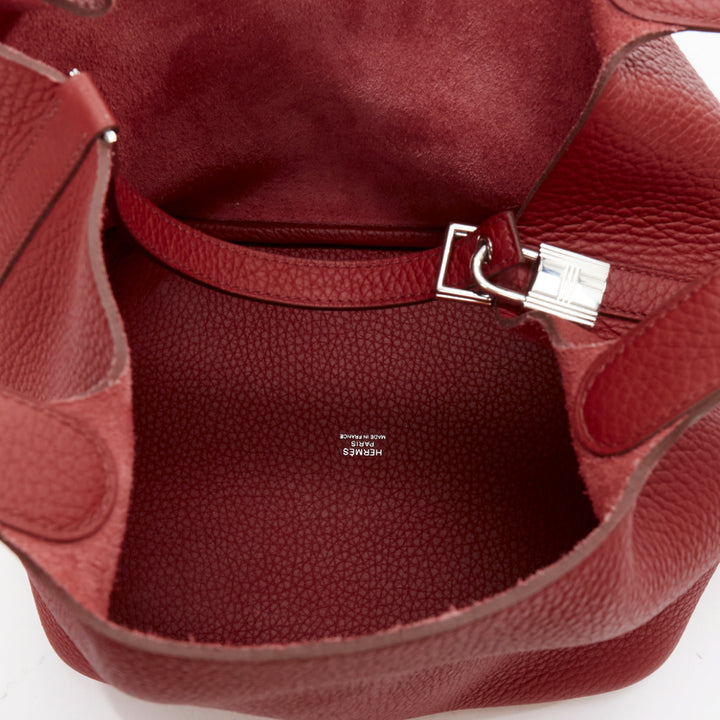 HERMES Picotin Lock 22 red clemance palladium hardware tote bag