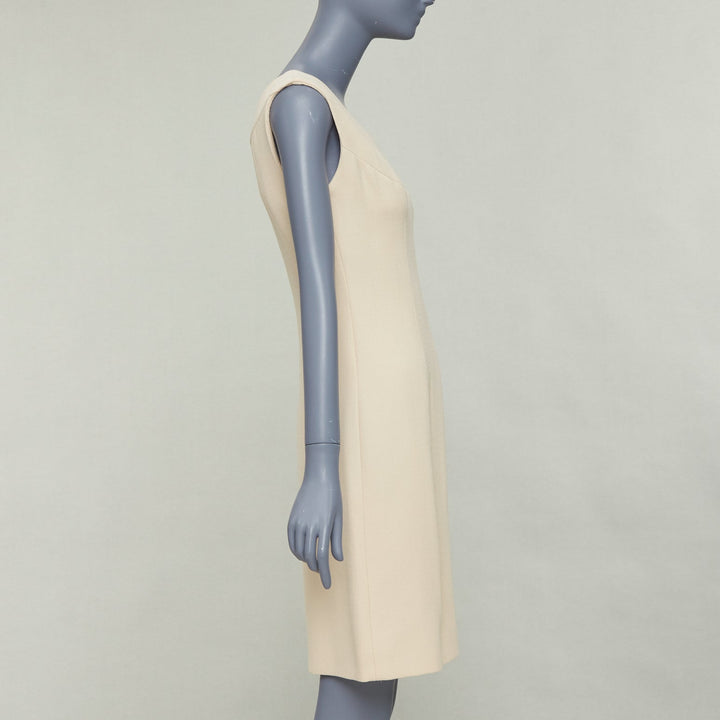 DOLCE GABBANA 1990s Vintage cream wool twill minimal contour seam dress  IT40 M