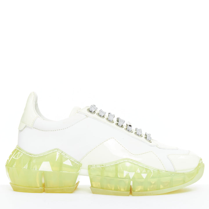 JIMMY CHOO Diamond white mint green jelly sole dad sneakers EU35.5