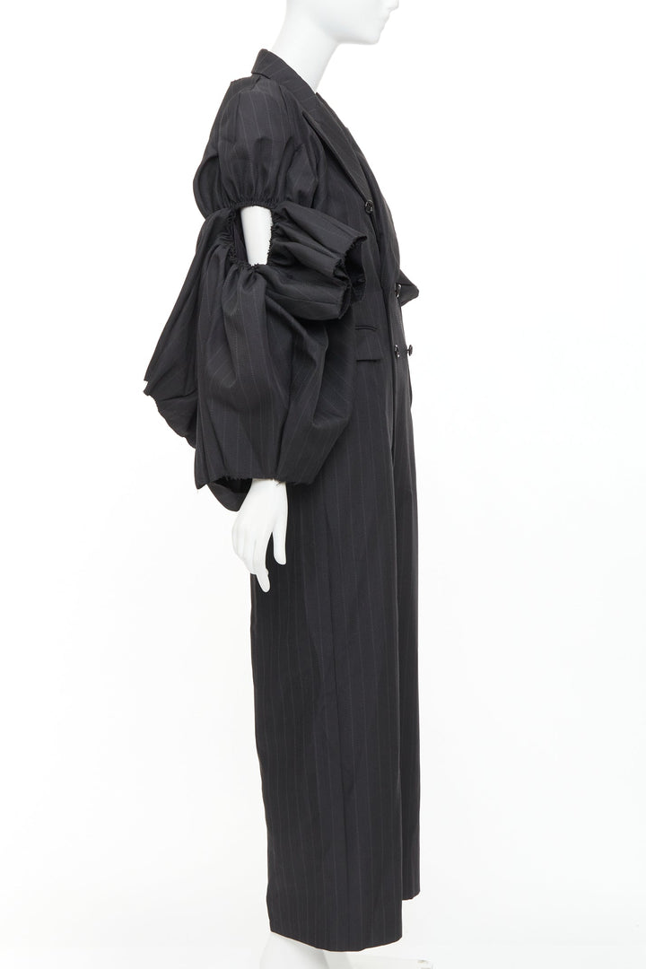 rare COMME DES GARCONS 2013 grey pinstriped 3D ruffle sleeves blazer jumpsuit S