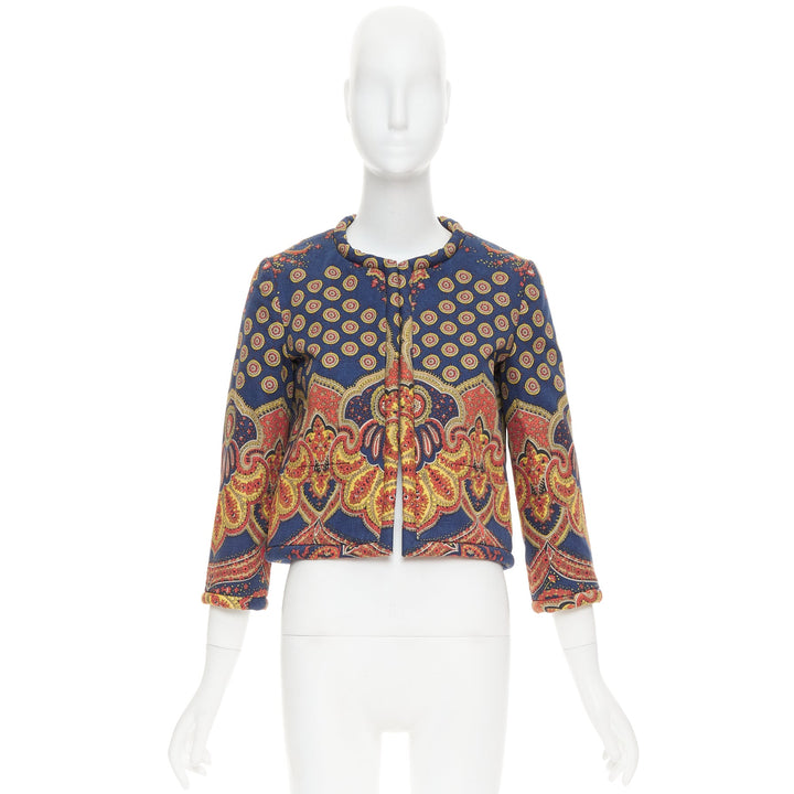 VALENTINO 2024 Paisley Medaglioni orange cotton gabardine cropped jacket IT40 S
