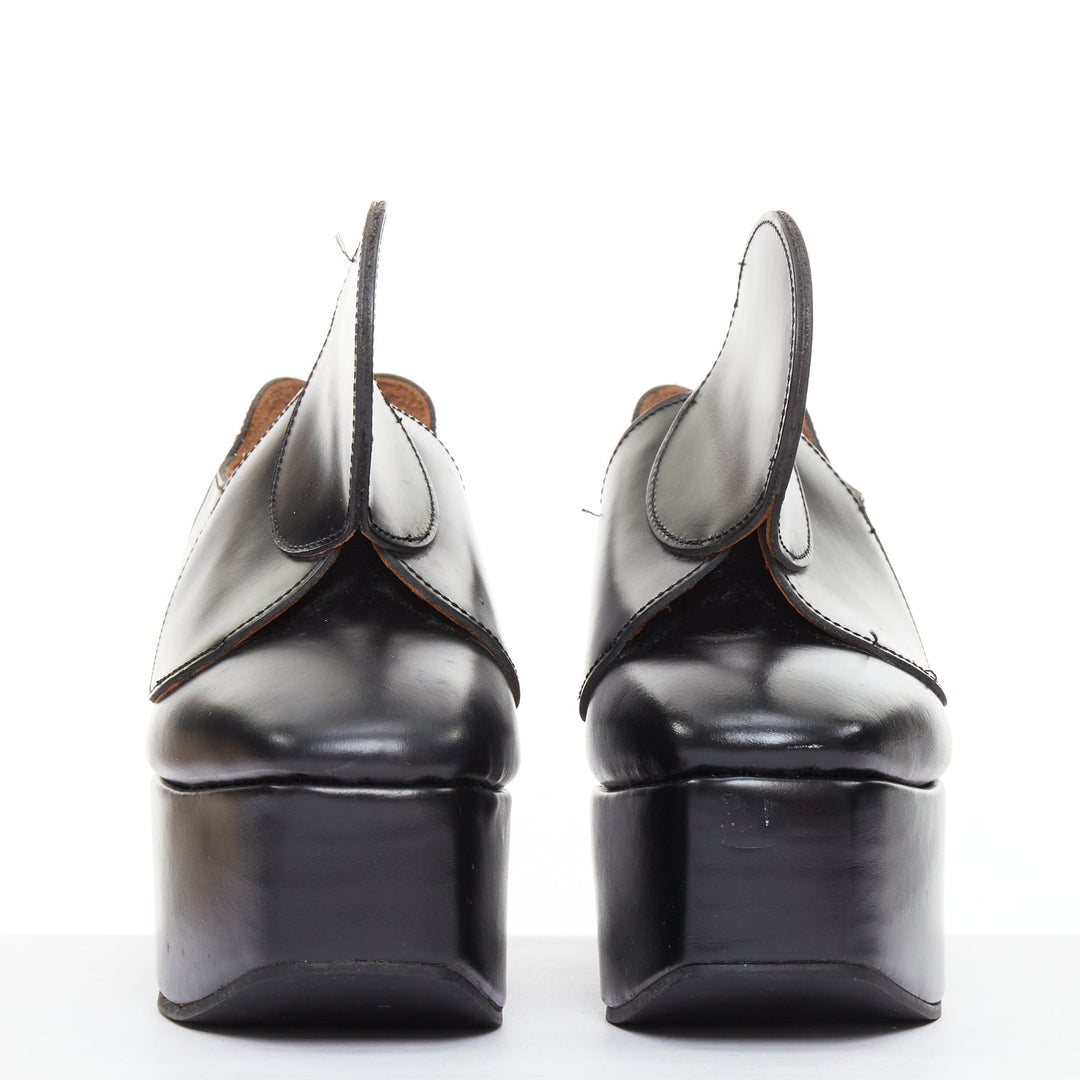 JUNYA WATANABE black leather circle embellished platorm brogue shoes XS