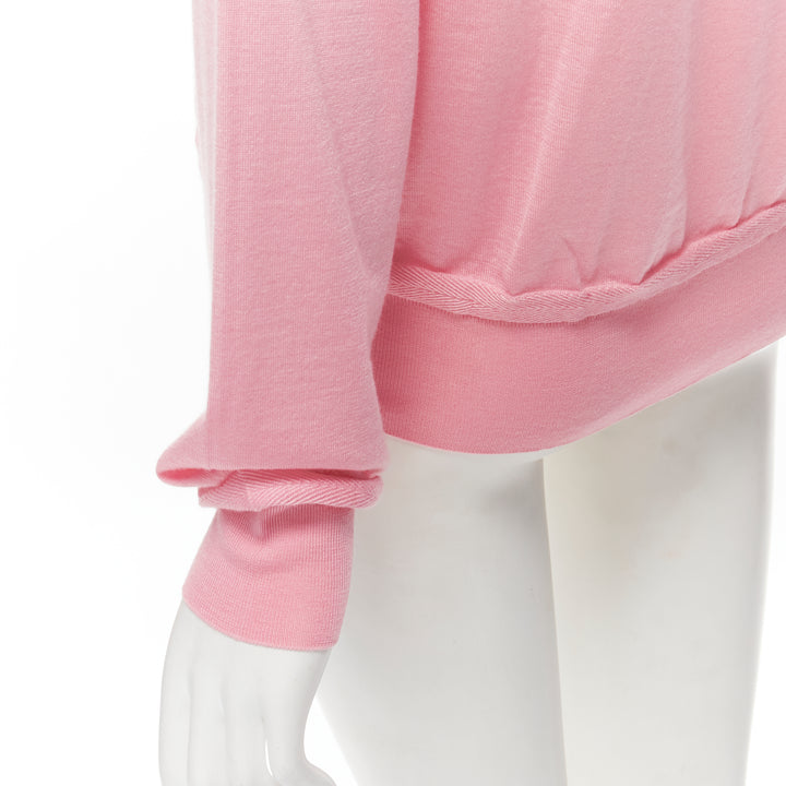 VERSACE 2020 Medusa buttons pink wool cashmere silk cardigan IT42 M
