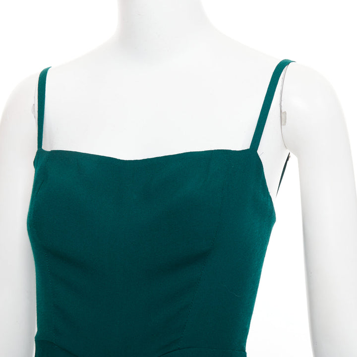 REFORMATION forest green viscose blend square neck cropped jumpsuit US0 XS