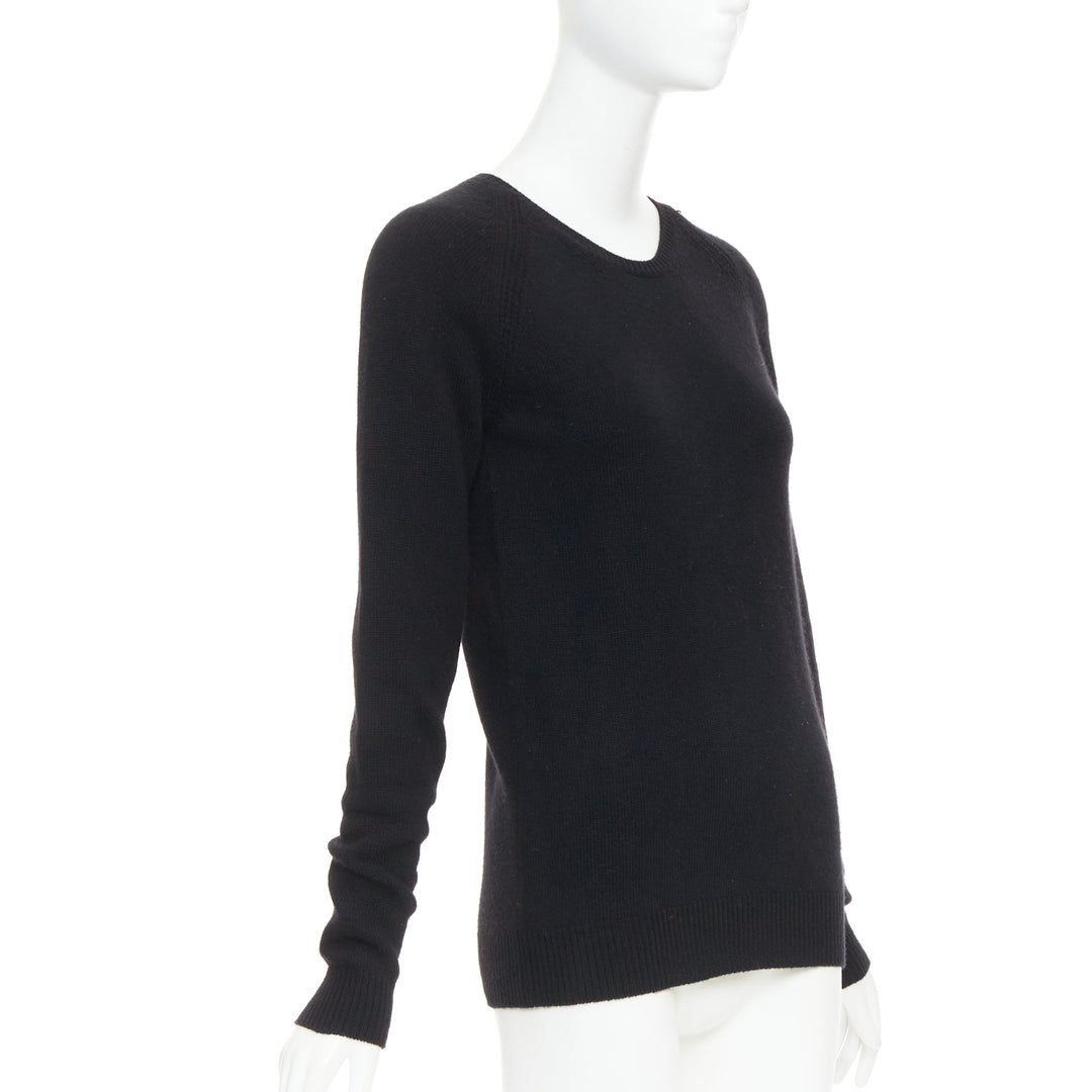 STELLA MCCARTNEY black virgin wool cashmere raglan sweater IT34 XXS