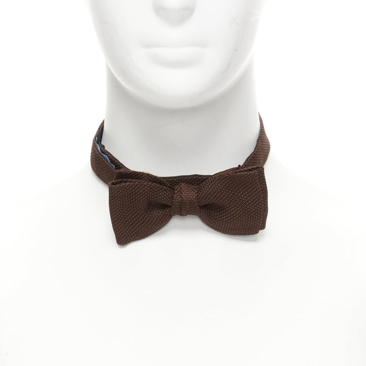 LANVIN Alber Elbaz brown textured fabric bow tie Adjustable