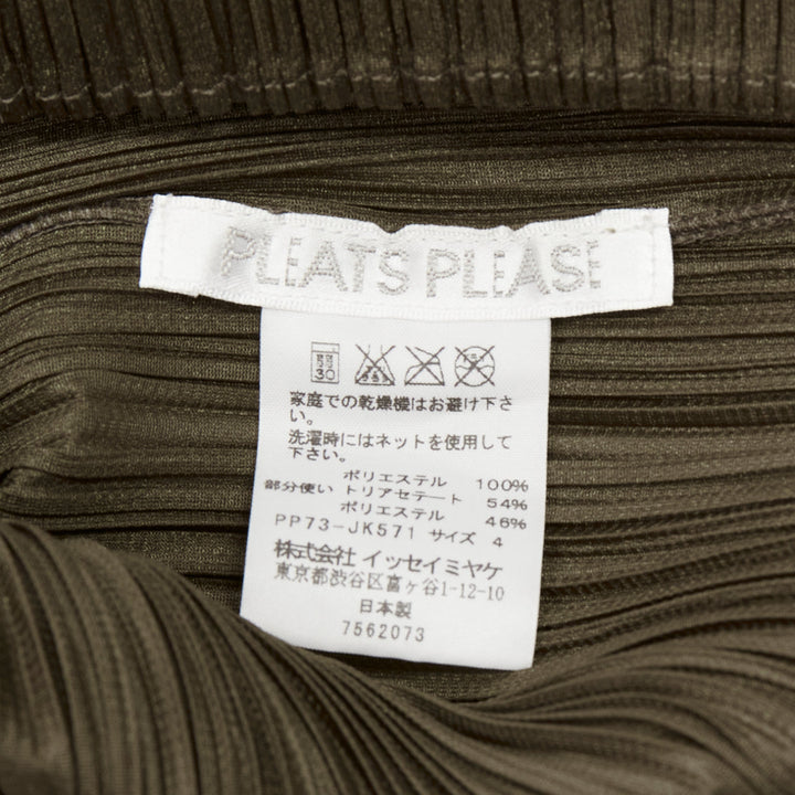 ISSEY MIYAKE Pleats Please khaki plisse orange embroidery neckline vest JP4 XL