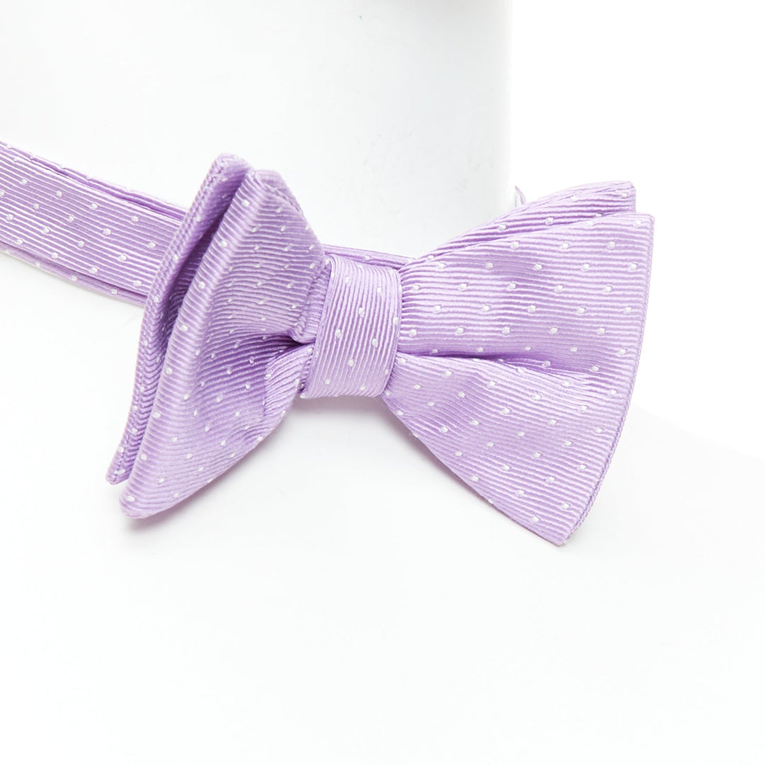 LANVIN 100% silk purple white dot classy bow tie